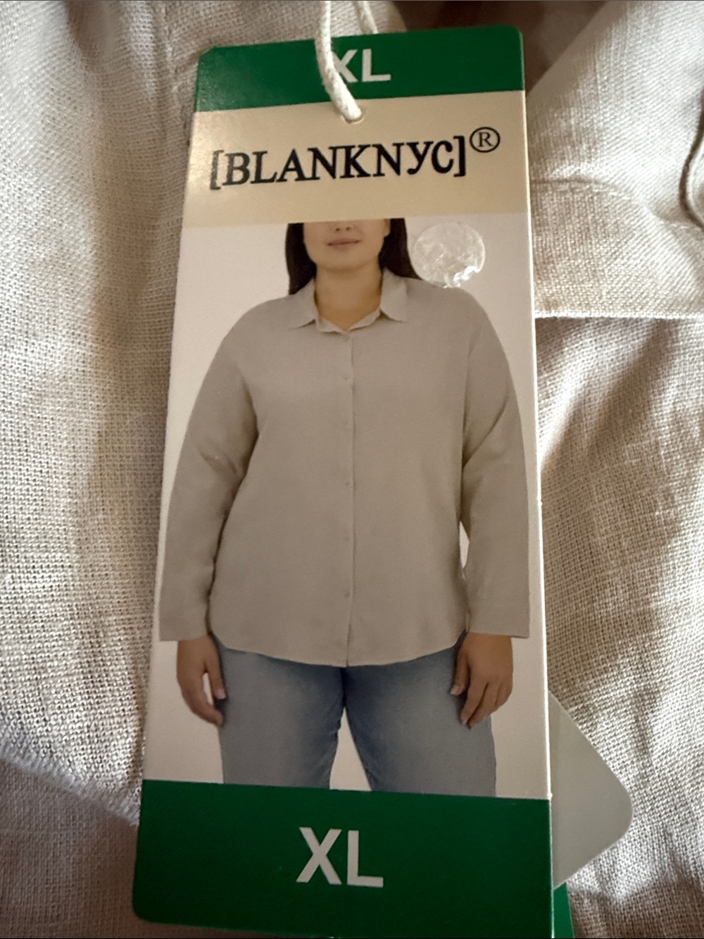 Blank NYC Neutral Beige Button-Down Shirt